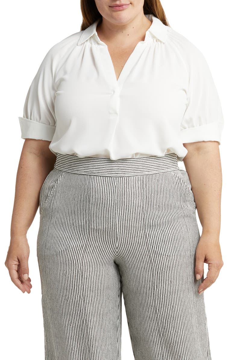 MAX STUDIO Short Sleeve Blouse, Main, color, White