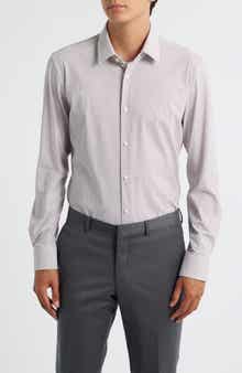 BOSS Hank Kent Slim Fit Grid Performance Twill Dress Shirt