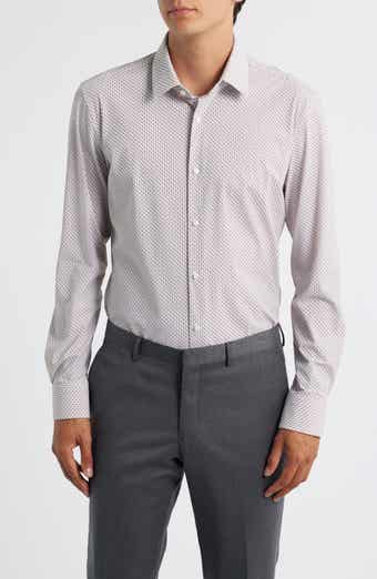 BOSS Hank Kent Slim Fit Grid Performance Twill Dress Shirt