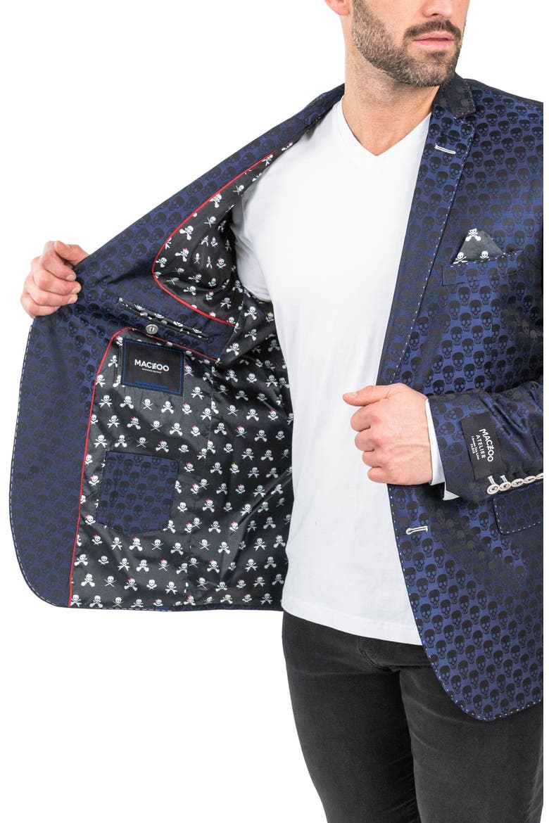 Socrate Skull Blue Blazer, Alternate, color, BLUE
