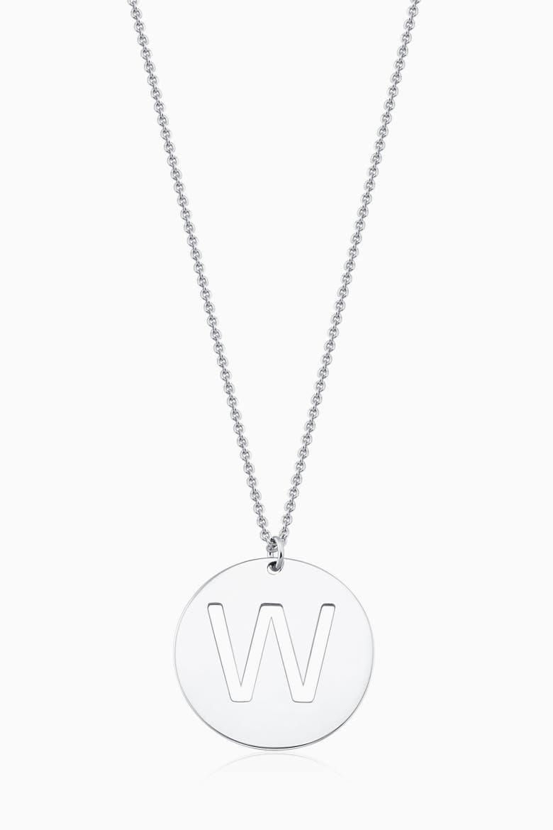 Say My Name Initial Pendant Necklace in Sterling Silver, Main, color, Letter W, Silver