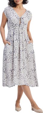 Reistor Deep V-neck Gathered Dress in Florals