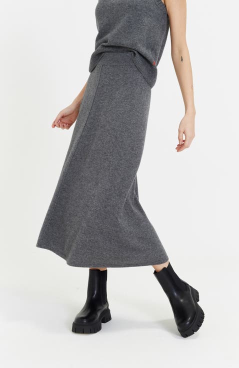Wool Cashmere Midi Skirt