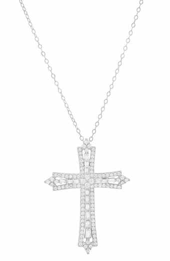 Queen Jewels Art Deco Cubic Zirconia Cross Pendant Necklace