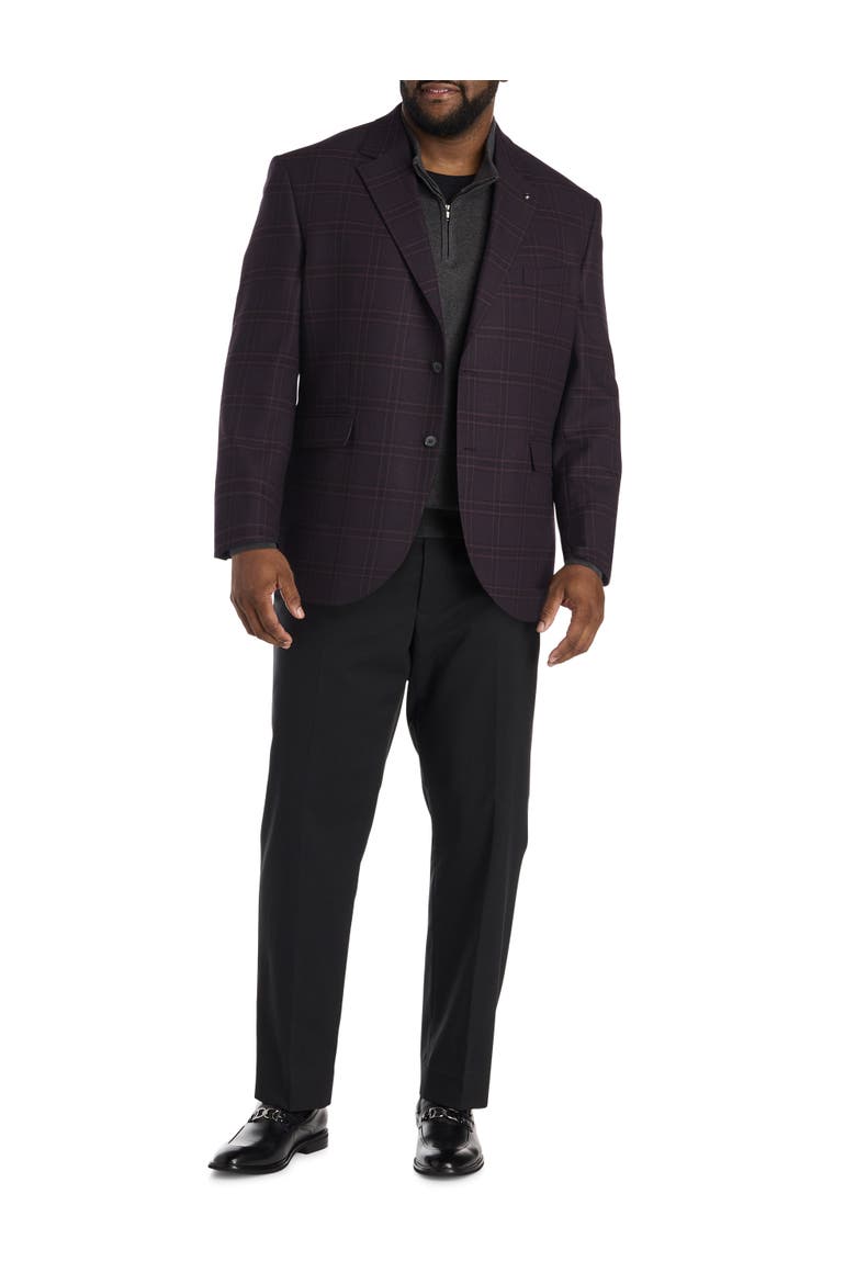 Big & Tall Windowpane Sport Coat, Alternate, color, BURGUNDY