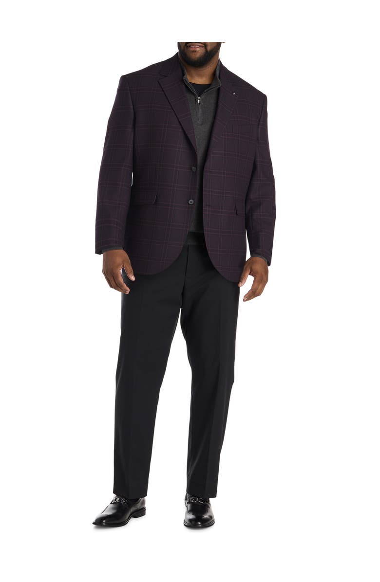 Oak Hill by DXL Big & Tall Windowpane Sport Coat, Alternate, color, Burgundy