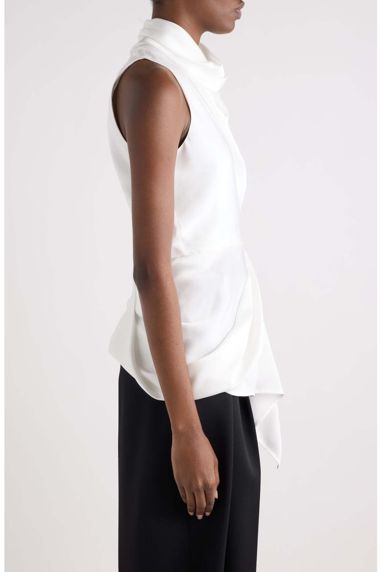 Draped Sleeveless Silk Top, Alternate, color, OFF WHITE