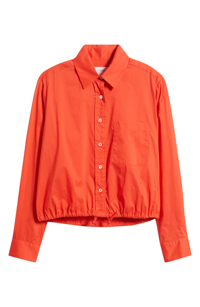CISSA Cinch Waist Cotton Button-Up Shirt, Alternate, color, Poppy Red