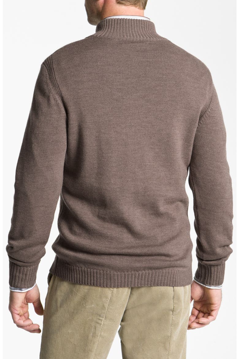 Façonnable Half Zip Classique Fit Merino Wool Sweater, Alternate, color, TOBACCO