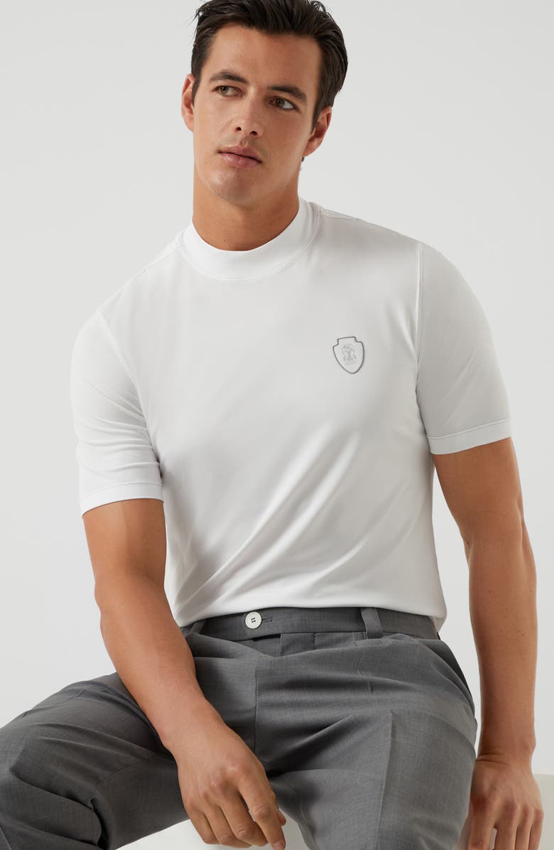 Brunello Cucinelli Piqué T-shirt with logo, Alternate, color, 