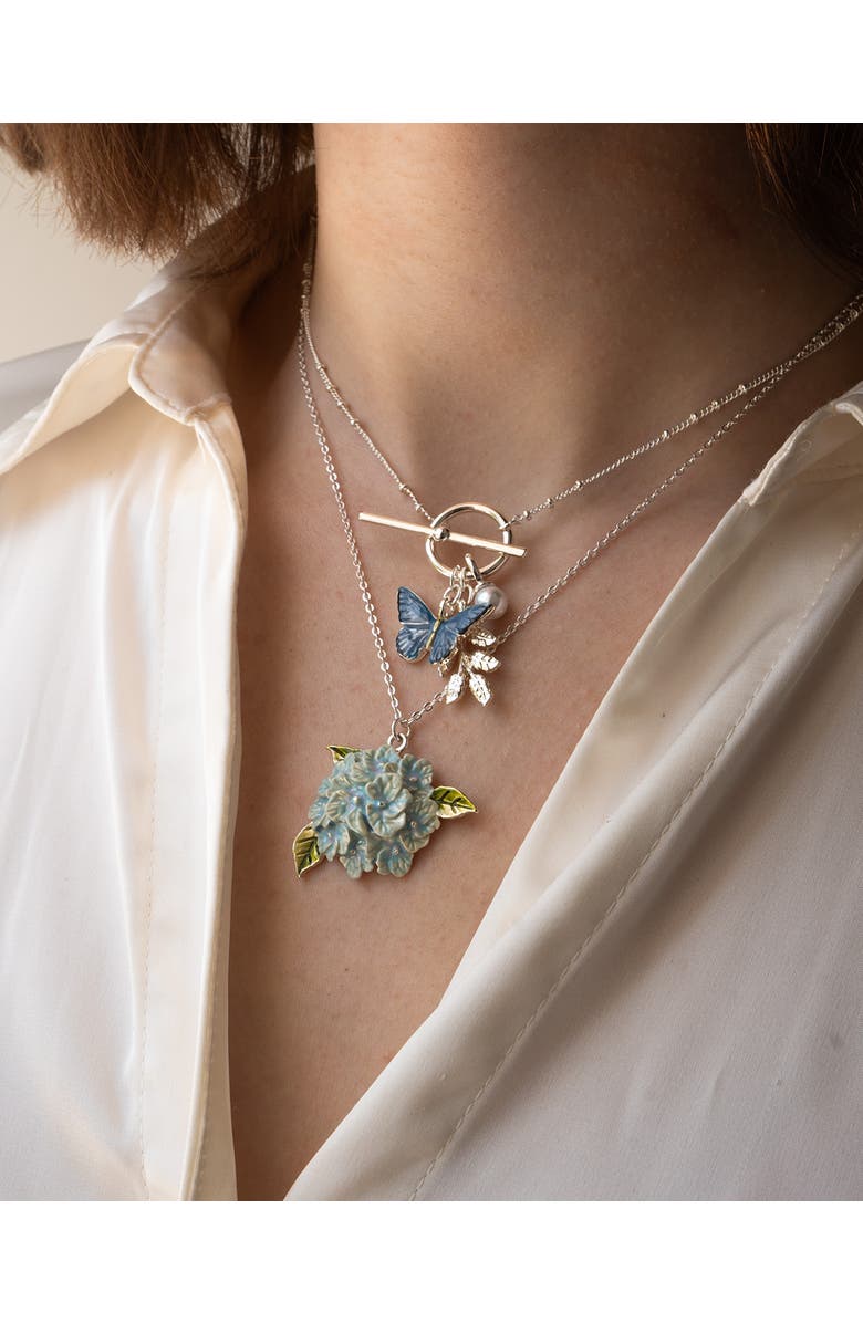 Fable England Blue Butterfly Necklace Silver, Alternate, color, Blue & Silver