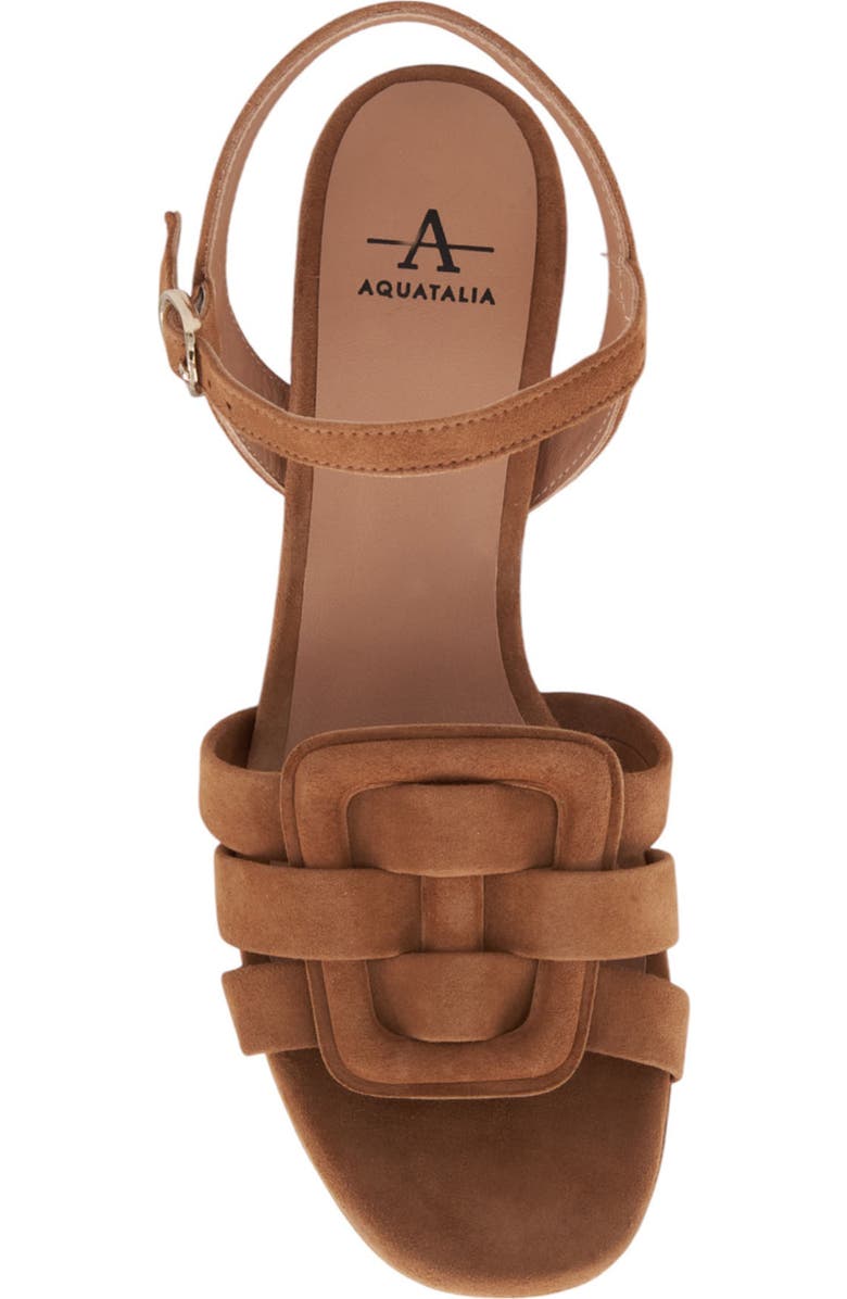 Aquatalia Micah Block Heel Quarter Strap Suede Sandal, Alternate, color, Caffe