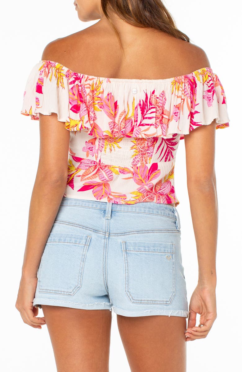 Roxy Clear Sky Botanical Off the Shoulder Button-Up Top, Alternate, color,