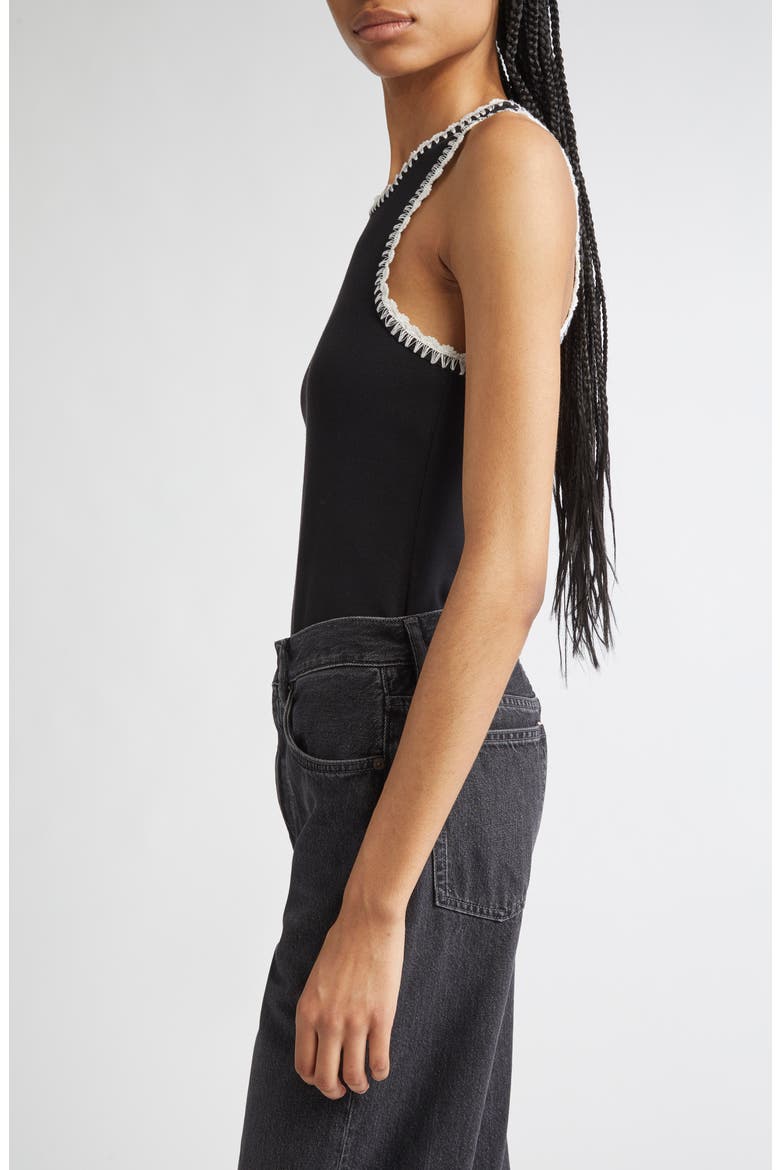 Lizzie Embroidered Contrast Stitch Tank, Alternate, color, BLACK/ IVORY
