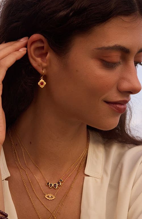 Satya Jewelry Strong Heart Garnet Drop Earrings In Red