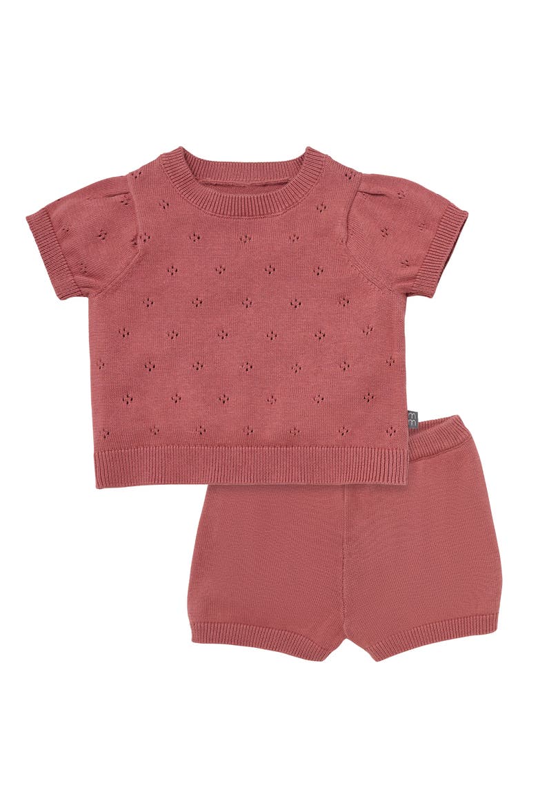Sweater Knit Top and Shorts Set, Main, color, Dark Rose
