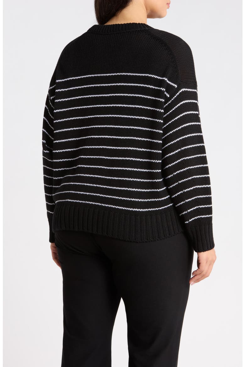 Stripe Organic Cotton Crewneck Sweater, Alternate, color, BLACK WHITE