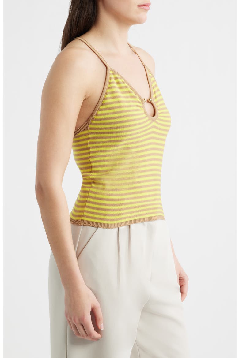 Patmos Stripe Crop Cotton Blend Top, Alternate, color, VISON/ YELLOW