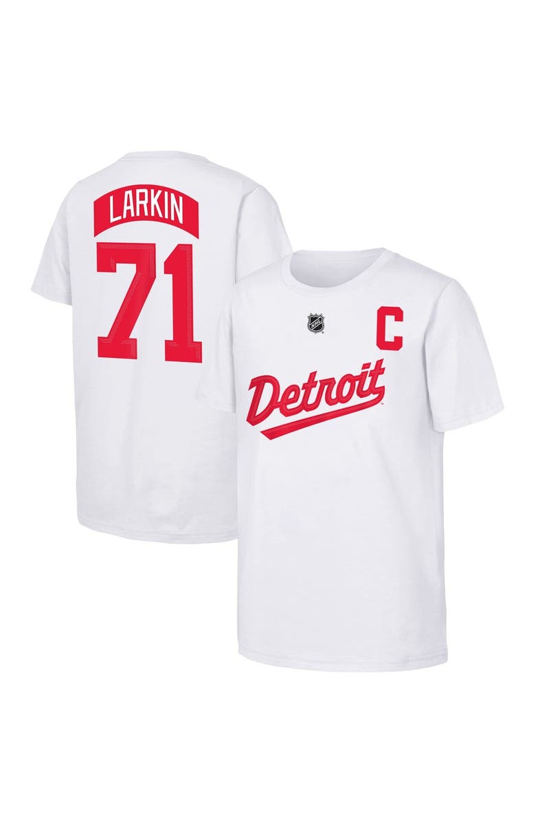 Outerstuff Youth Dylan Larkin White Detroit Red Wings 2025 NHL Stadium Series Replica Player Name & Number T-Shirt, Main, color, 