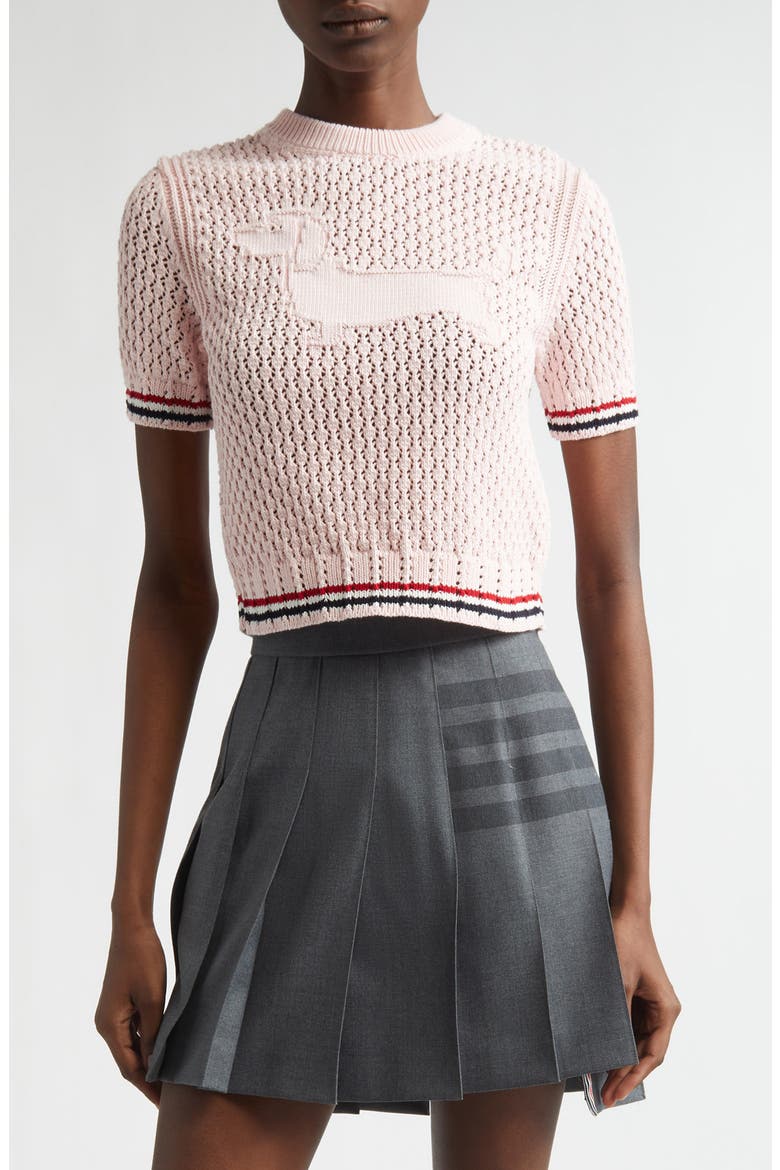 Hector Icon Cotton Pointelle Stitch Crop Sweater, Main, color, LIGHT PINK