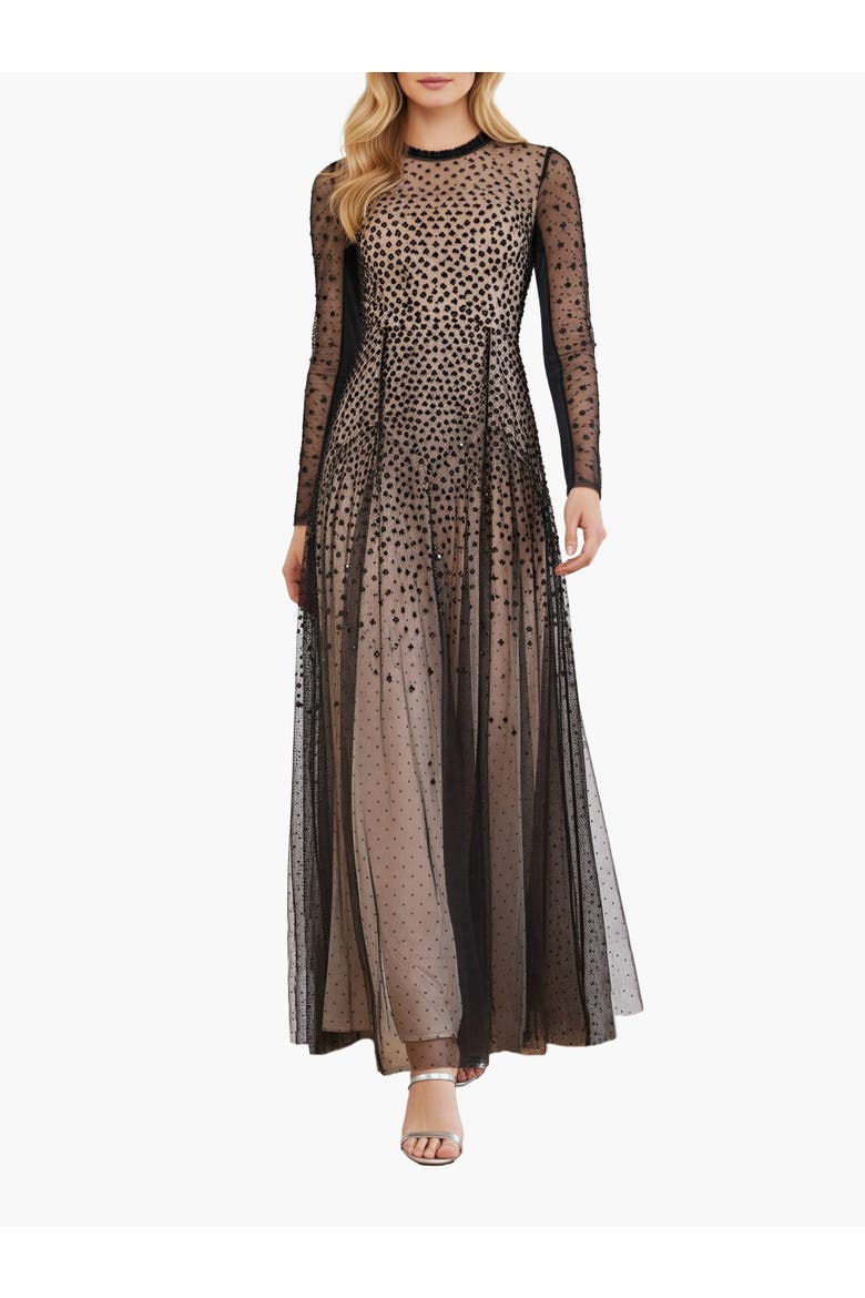 Sequin Cascade Round Neck Gown, Alternate, color, Graphite/Opal