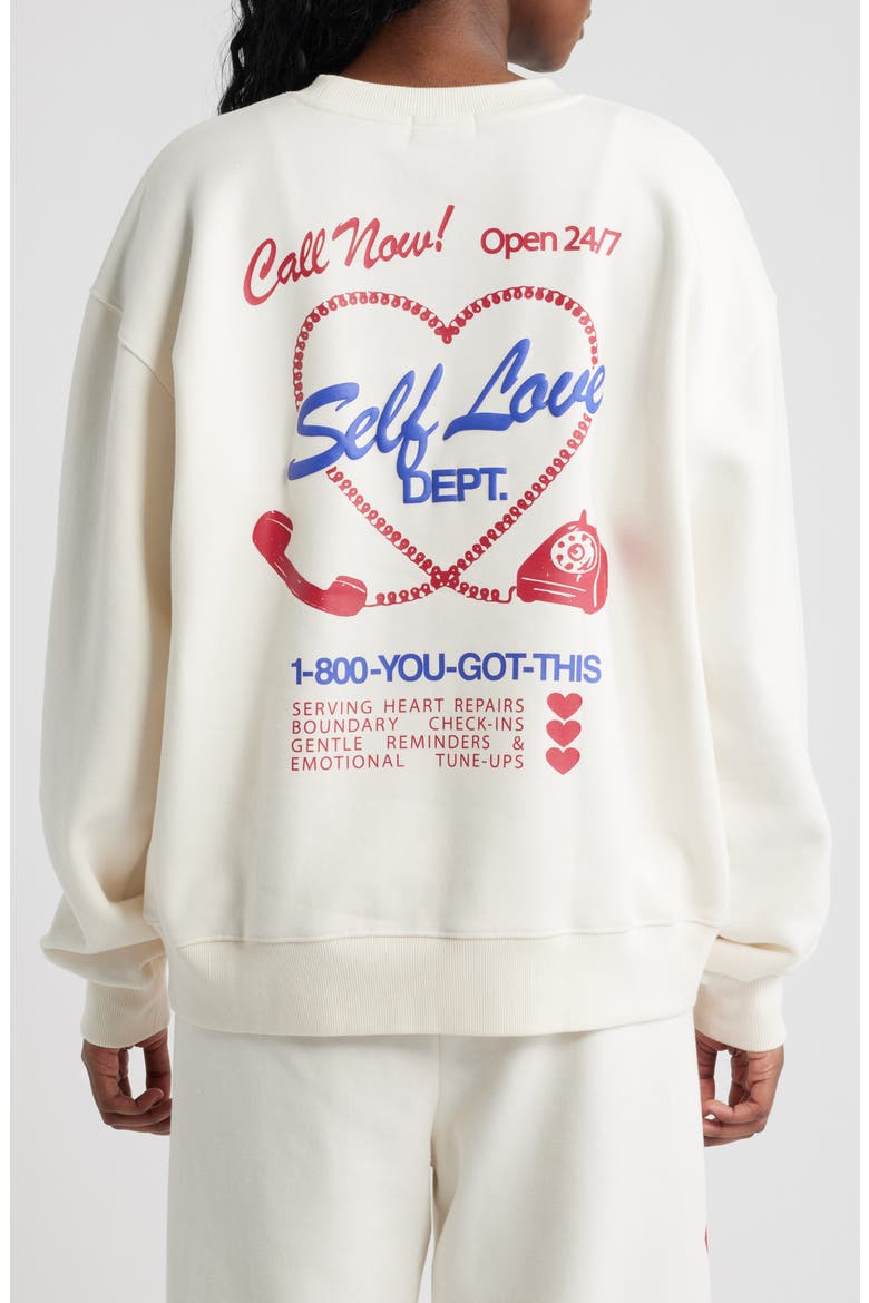 Self Love Club Fleece Graphic Sweatshirt, Alternate, color, CREAM