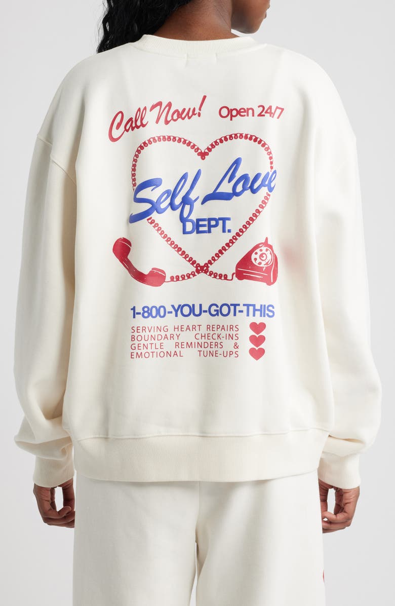 THE MAYFAIR GROUP Self Love Club Fleece Graphic Sweatshirt, Alternate, color, Cream