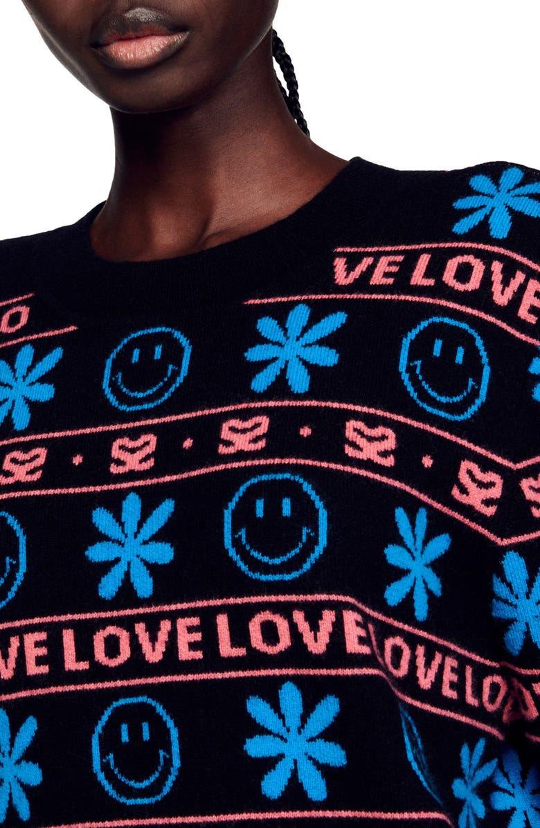 SANDRO Barnabe Wool & Cashmere Sweater, Alternate, color, Noir