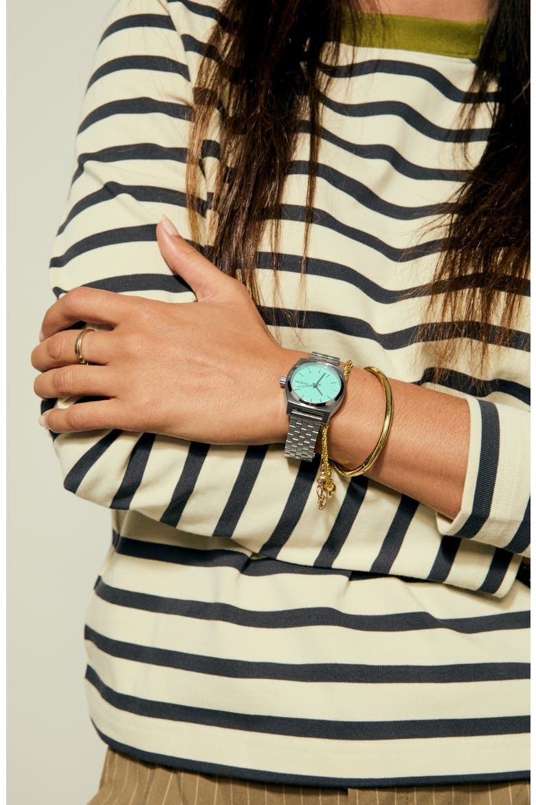 The Medium Time Teller Bracelet Watch, 31mm, Alternate, color, SILVER / TURQUOISE