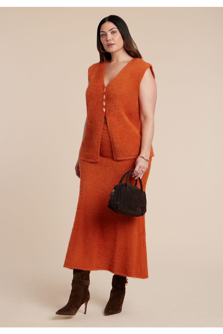 Fuzzy Sweater Vest, Alternate, color, ORANGE BRONZE