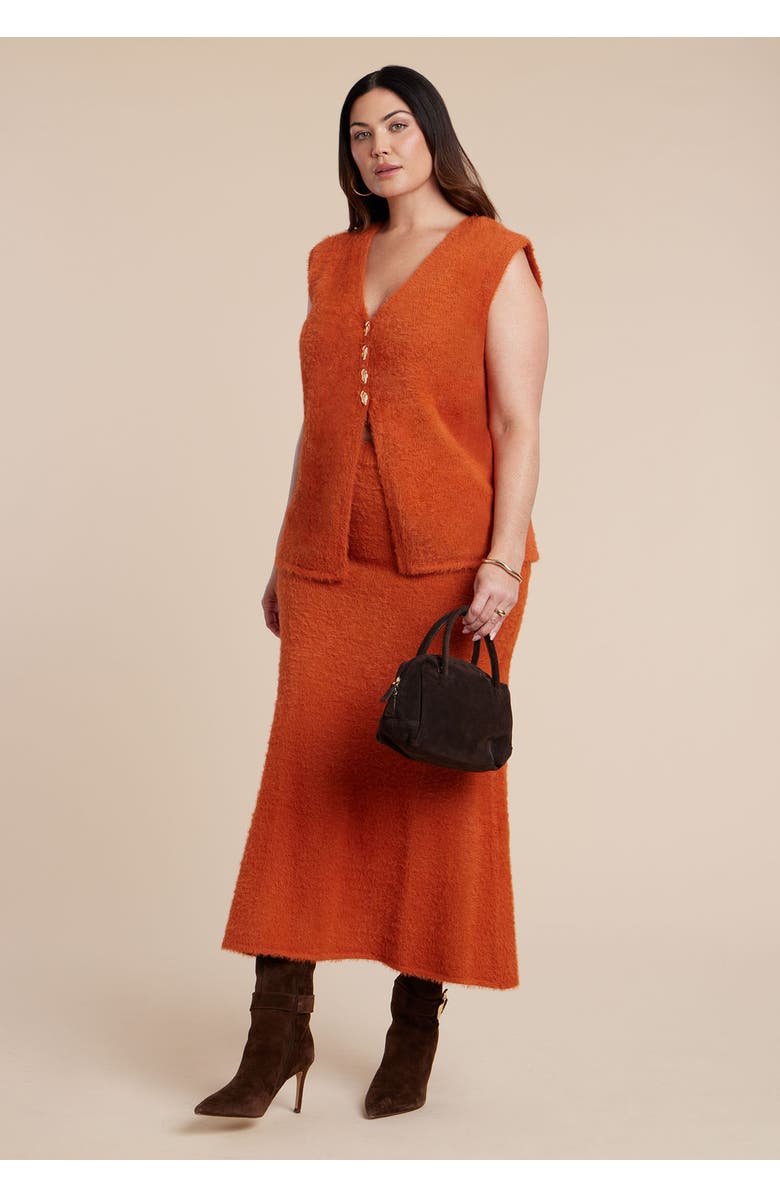 ELOQUII Fuzzy Sweater Vest, Alternate, color, Orange Bronze