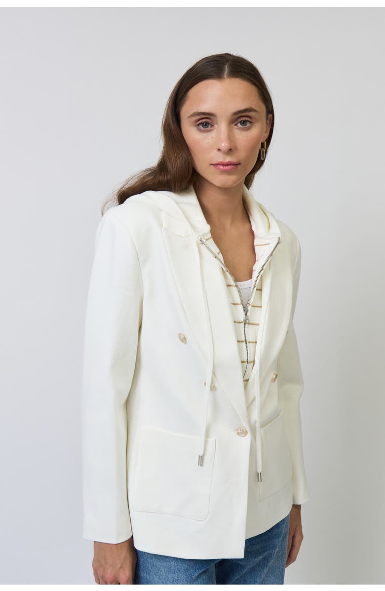 Central Park West Nevada Stripe Sweater Dickey Jacket, Main, color, White