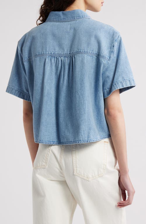 Treasure & Bond Short Sleeve Denim Button-up Shirt In Light Wash