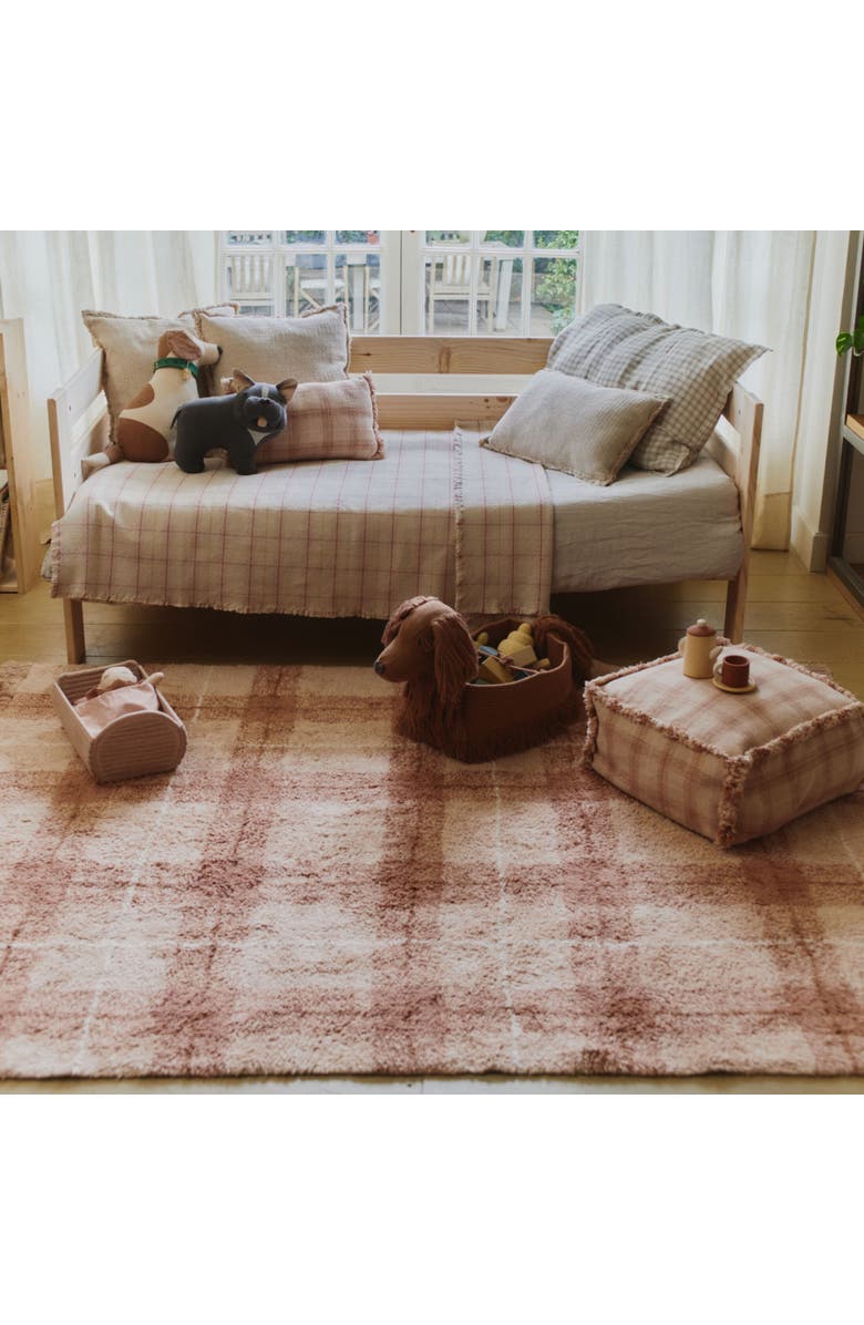 Lorena Canals Washable Rug Tartan, Alternate, color, Rose