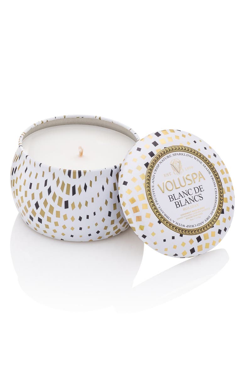 Voluspa 'Maison Holiday - Blanc de Blancs' Mini Tin Candle, Main, color, 