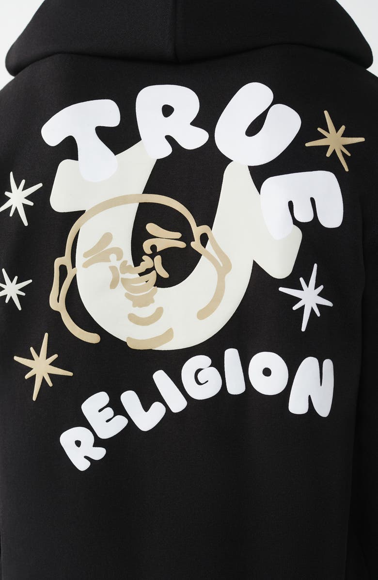 True Religion Puff Buddha Icon Zip Hoodie, Alternate, color, Jet Black