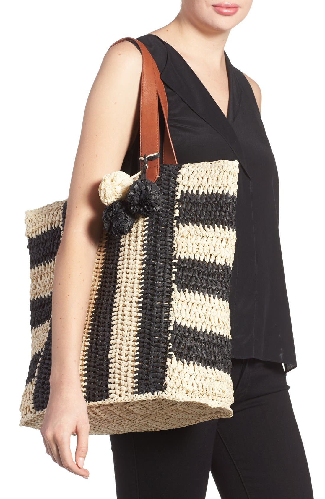 Sole Society 'Sherwood' Straw Beach Tote, Alternate, color, 