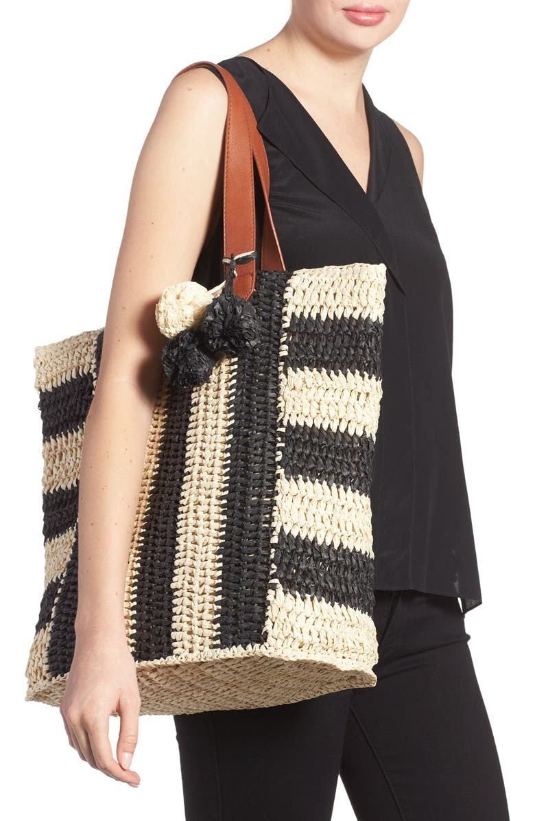 Sole Society 'Sherwood' Straw Beach Tote, Alternate, color,