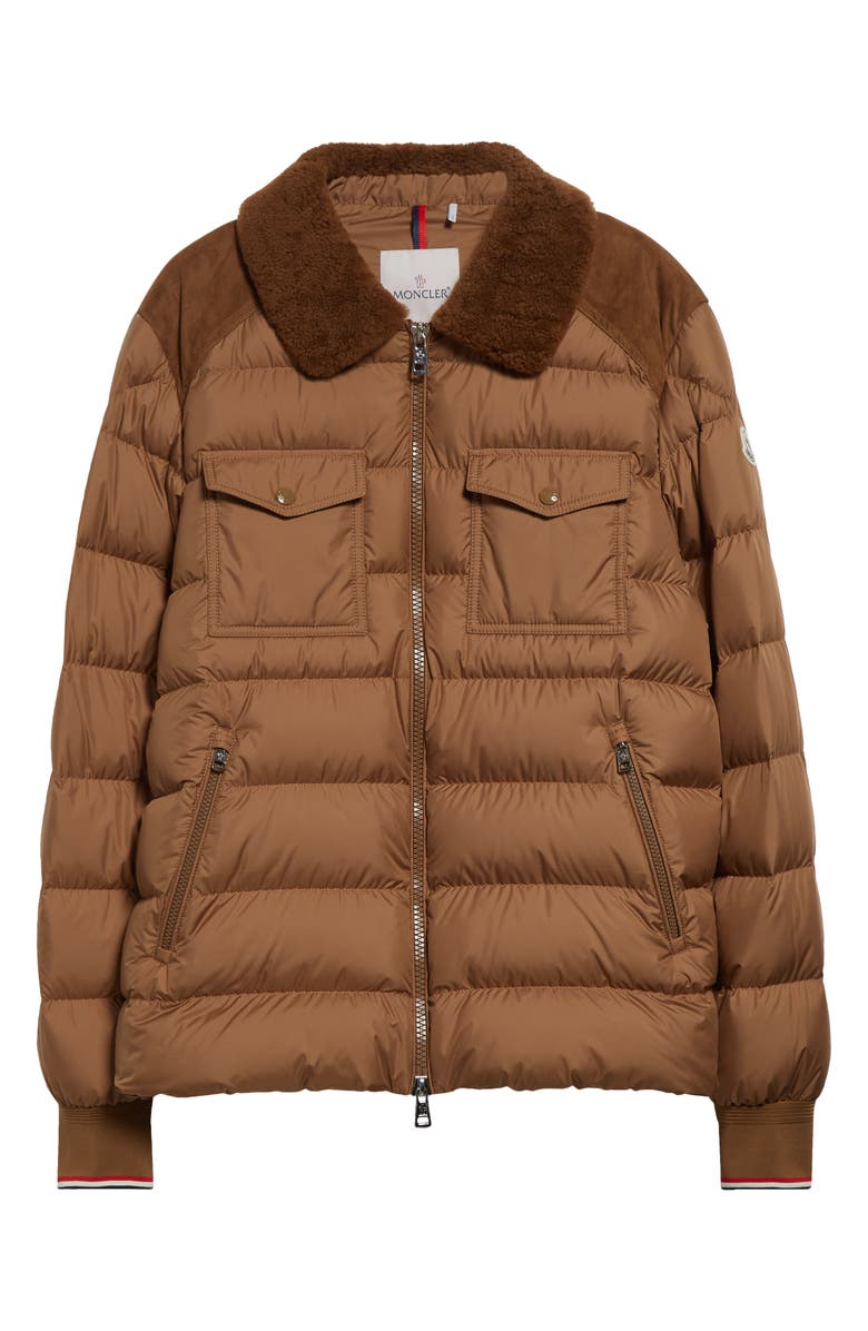 Moncler Jafferau Down Jacket with Genuine Shearling Collar, Alternate, color, 
