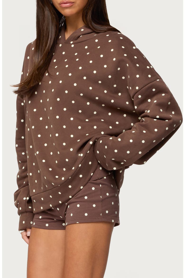 Chelsie Polka Dot Hoodie, Alternate, color, BROWN