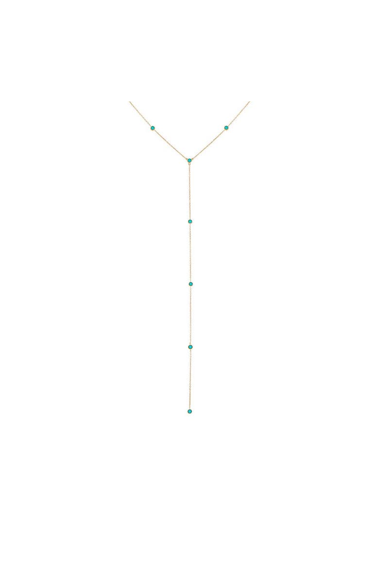 BY ADINA EDEN Turquoise Embedded Lariat Necklace 14K, Main, color,