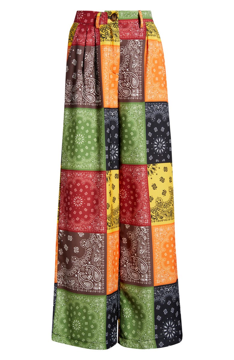 Dressed in Lala Never Taking These Off Colorblock Bandana Wide Leg Pants, Alternate, color, Multicolor Bandana