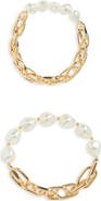 Nordstrom 2-Pack Faux Pearl & Chain Stretch Bracelets