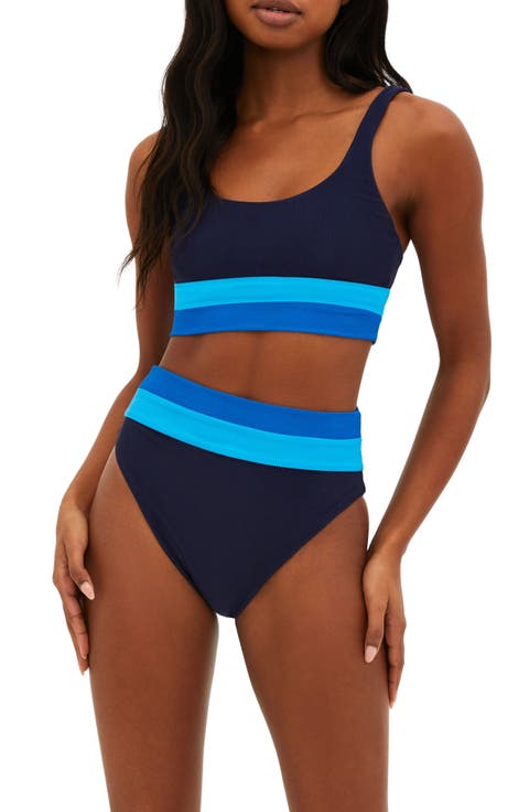 Heidi Colorblock High Waist Bikini Bottoms