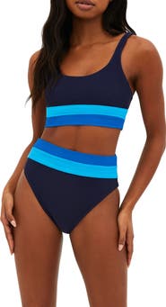 Beach Riot Heidi Colorblock High Waist Bikini Bottoms