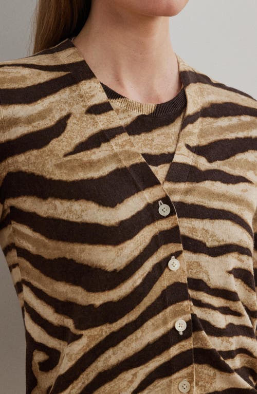 Ralph Lauren Lauren  Zebra Stripe Linen & Cotton Cardigan
