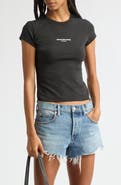 Alexander Wang Logo Print Fitted Stretch Cotton T-Shirt