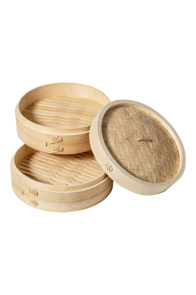 3-Tier Bamboo Steamer Basket, Alternate, color, NATURAL