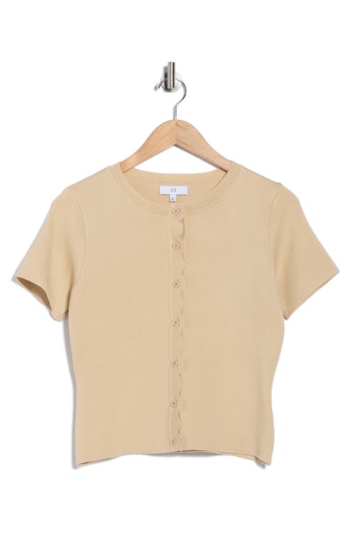 Nsr Scallop Short Sleeve Knit Cardigan In Neutral