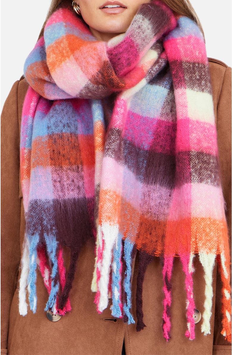Yumi Color Block Super Fluffy Scarf, Alternate, color, Multi
